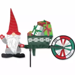 WindGarden Christmas Gnome And Wheelbarrow Spinner