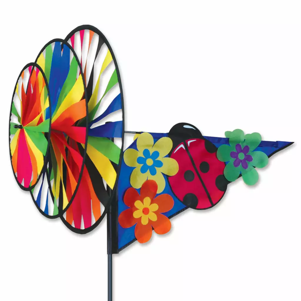 WindGarden WindGarden Triple Spinner - Pink Ladybug 3 WindGarden WindGarden Triple Spinner - Pink Ladybug