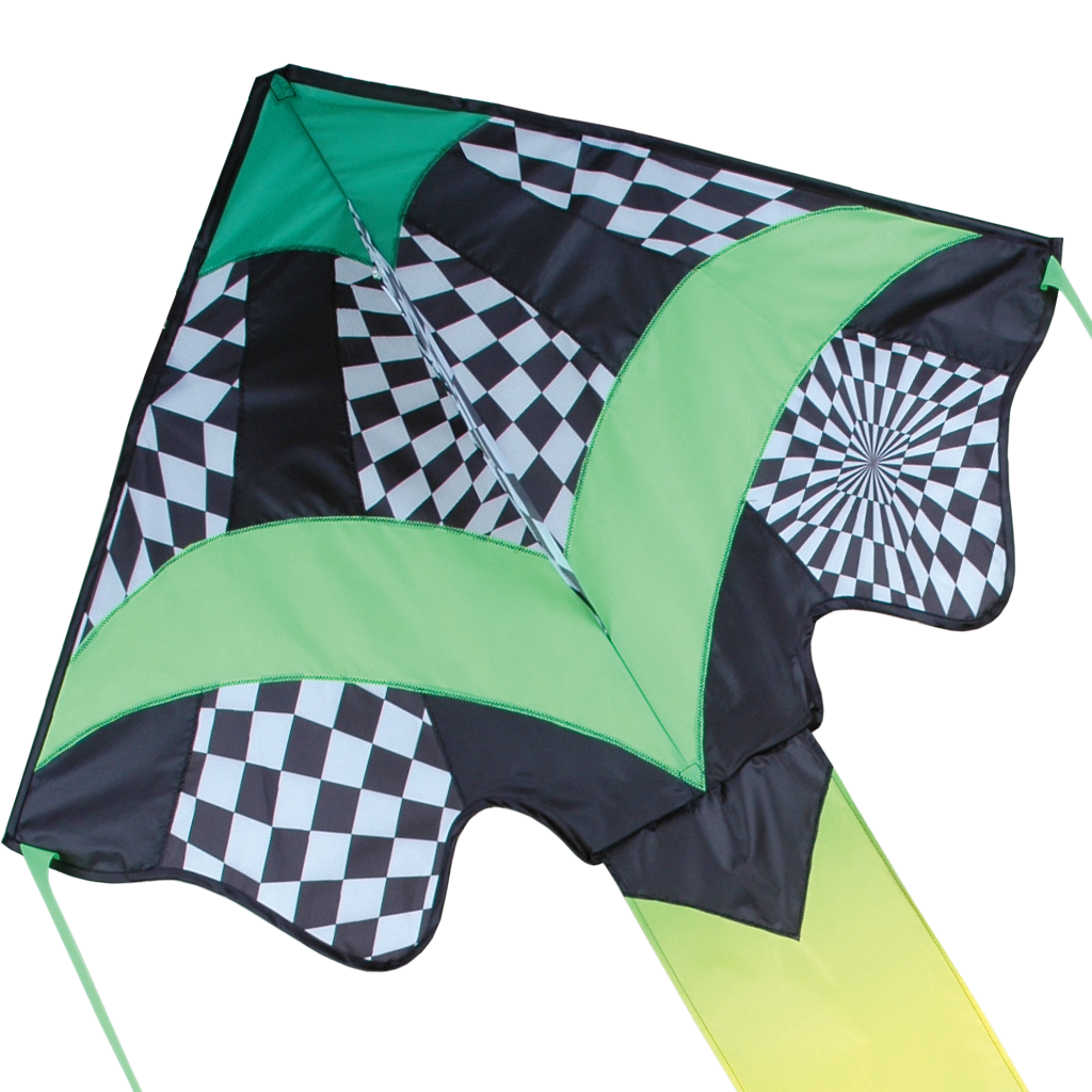 Kites Large Easy Flyer Kite - Green Op-Art 3 Kites Large Easy Flyer Kite - Green Op-Art