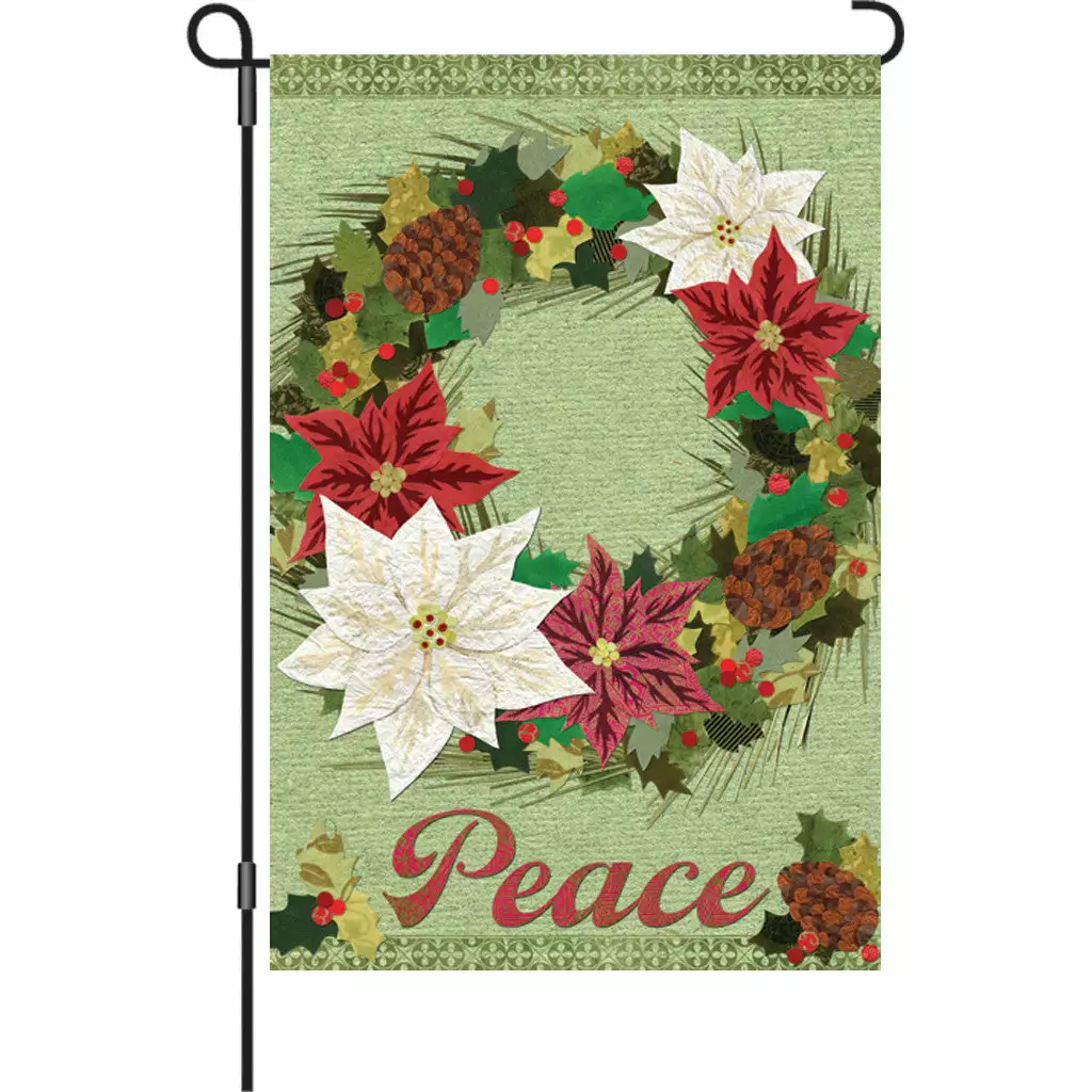 Accent Home & Garden Accent 12 In. Flag - Poinsettia Wreath 3 Accent Home & Garden Accent 12 In. Flag - Poinsettia Wreath