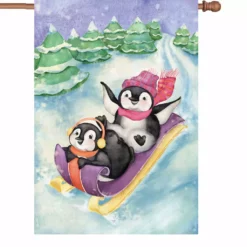 Accent Home & Garden 28 In. Flag - Sledding Fun Accent