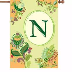 Accent Home & Garden Accent 28 In. Spring Monogram Flag - N