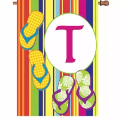 Accent Home & Garden 28 In. Summer Monogram Flag - T Accent