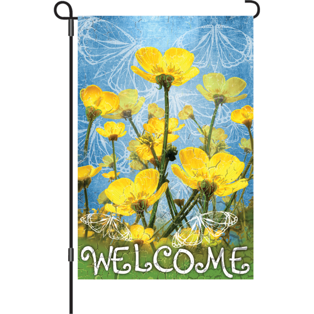Accent Home & Garden Accent 12 In. Flag - Buttercups Welcome 3 Accent Home & Garden Accent 12 In. Flag - Buttercups Welcome
