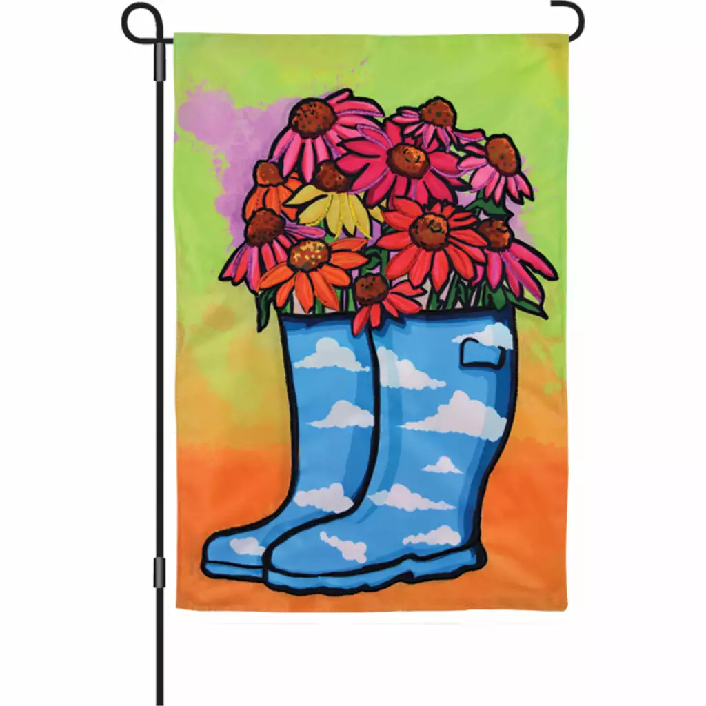 Accent Home & Garden Accent 12 In. Flag - Flower Rain Boots 3 Accent Home & Garden Accent 12 In. Flag - Flower Rain Boots