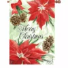 Accent Home & Garden 28 In. Flag - Poinsettia And Pinecones