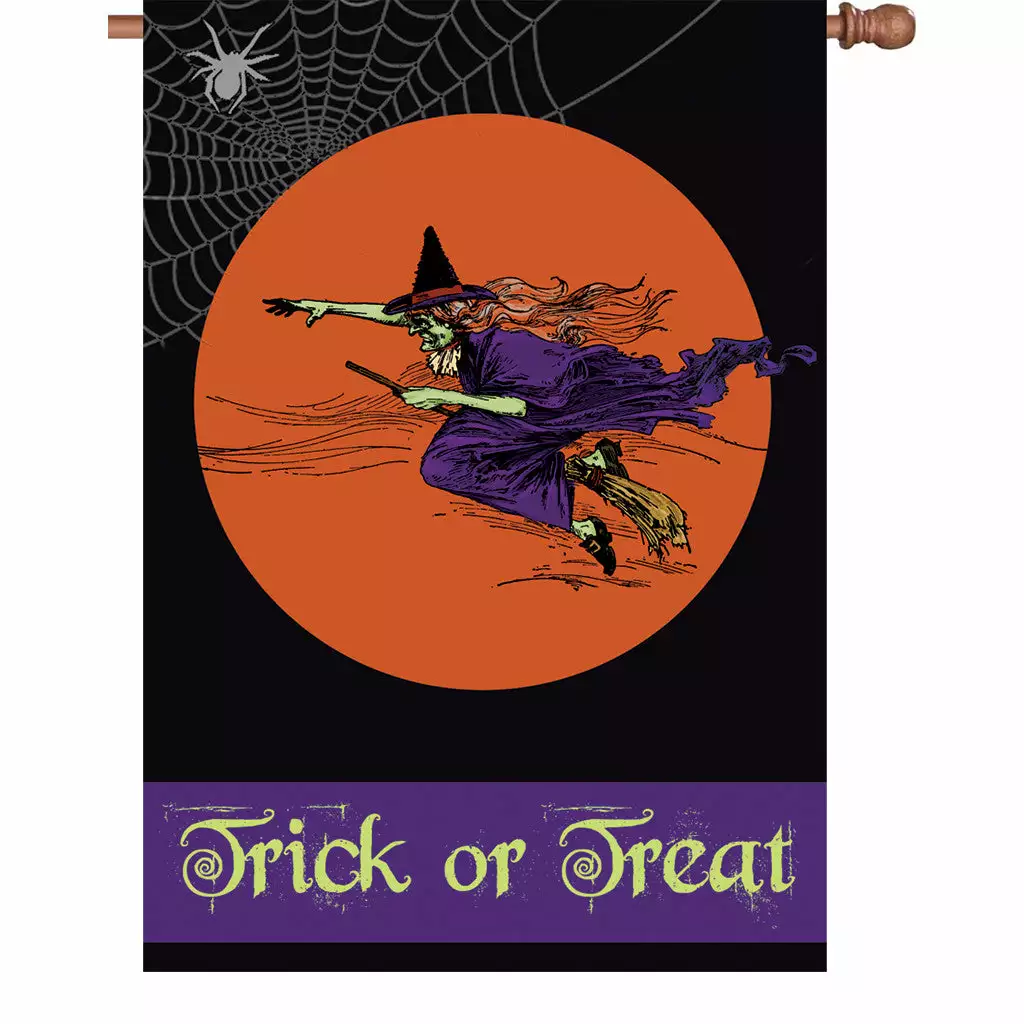 Accent Home & Garden Accent 28 In. Halloween House Flag - Flying Witch 3 Accent Home & Garden Accent 28 In. Halloween House Flag - Flying Witch