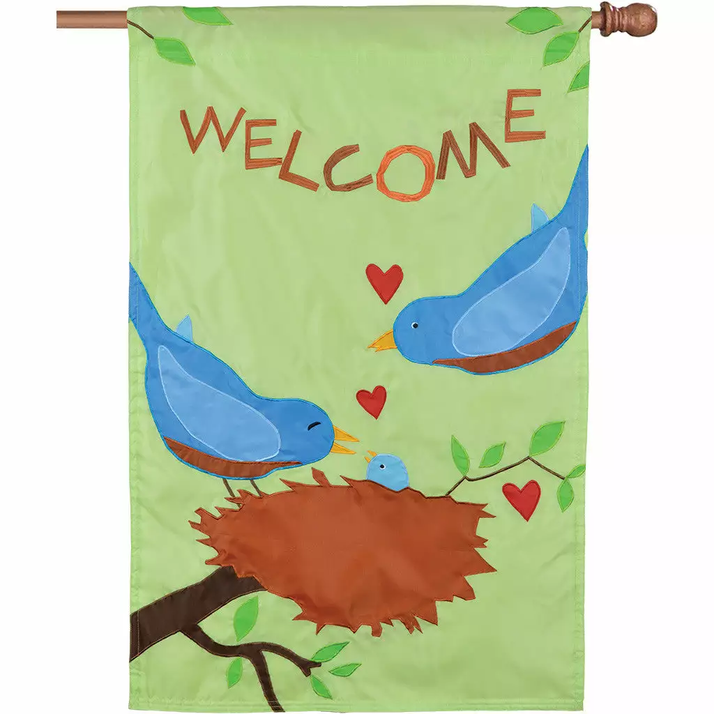 Accent Home & Garden Accent Applique Flag - Welcome Bluebirds 3 Accent Home & Garden Accent Applique Flag - Welcome Bluebirds