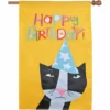 Accent Home & Garden Applique Flag - Birthday Kitty Accent