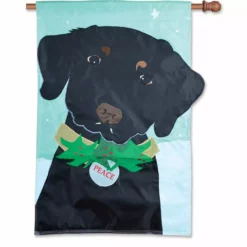Accent Home & Garden Applique Flag - Christmas Black Lab Accent