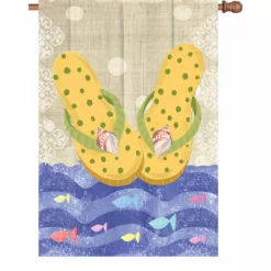 Accent Home & Garden 28 In. Flag - Yellow Flip Flops Accent
