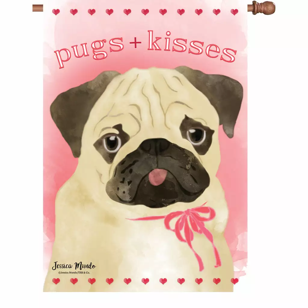 Accent Home & Garden Accent 28 In. Flag - Pugs & Kisses 3 Accent Home & Garden Accent 28 In. Flag - Pugs & Kisses