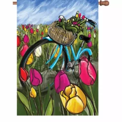 Accent Home & Garden Accent 28 In. Flag - Bike Through The Tulips