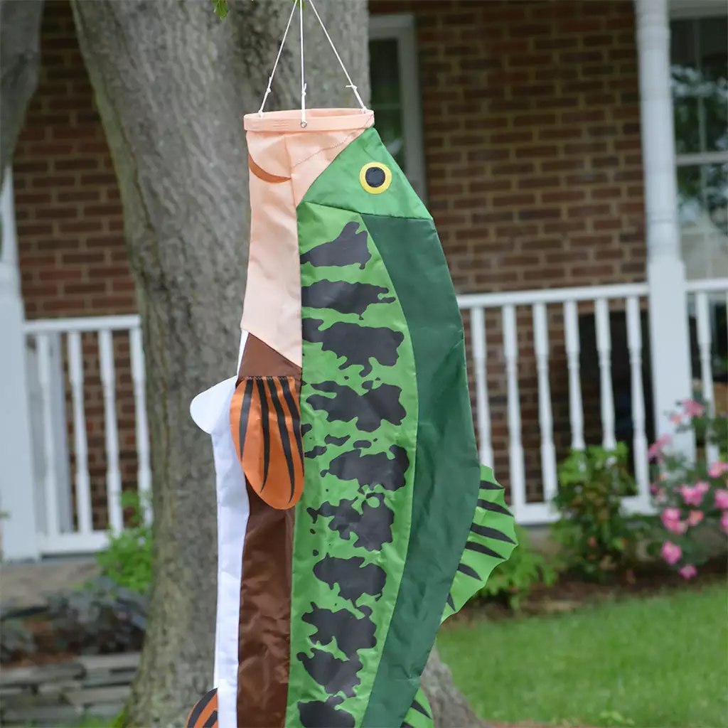 WindGarden WindGarden 52 In. Large Mouth Bass Fish Windsock 4 WindGarden WindGarden 52 In. Large Mouth Bass Fish Windsock