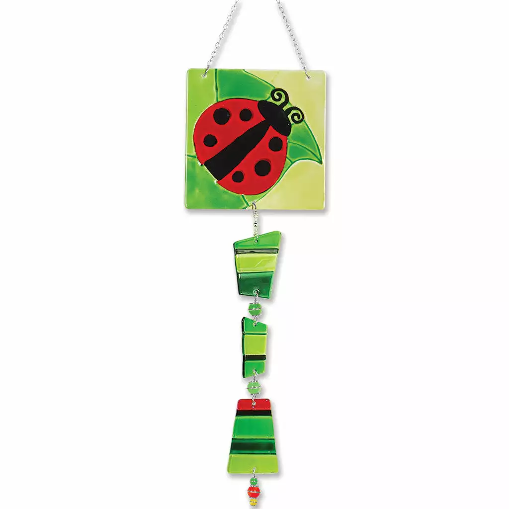 WindGarden WindGarden Glass Sun Catcher Mobile - Ladybug 3 WindGarden WindGarden Glass Sun Catcher Mobile - Ladybug