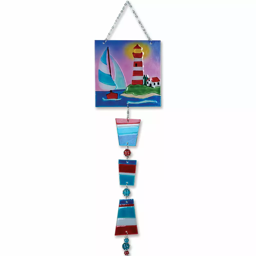 WindGarden WindGarden Glass Sun Catcher Mobile - Lighthouse 3 WindGarden WindGarden Glass Sun Catcher Mobile - Lighthouse
