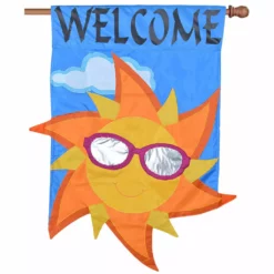 Accent Home & Garden Applique Flag - Welcome Sun